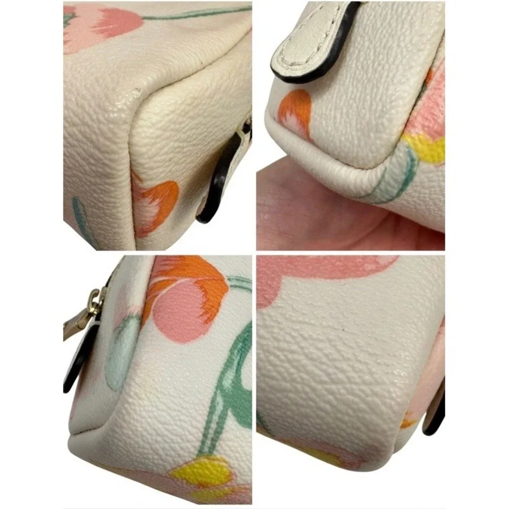 Coach Dreamy Land Floral Mini Boxy Cosmetic Case Makeup Bag Cream